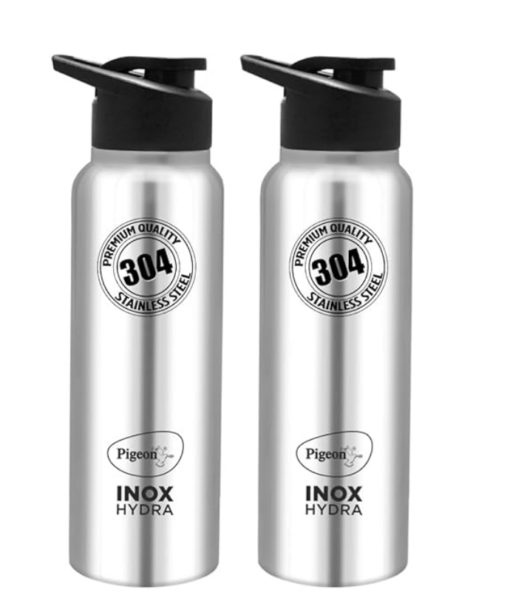 Pigeon by Stovekraft Inox hydra 700ml pack of 2 Stainless Steel Drinking Water Bottle 700ml Flipper Cap - Silver (1 year Warranty)